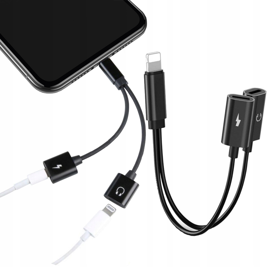 

Adapter typu Lightning 2w1 czarny do iPhone 12/Pro