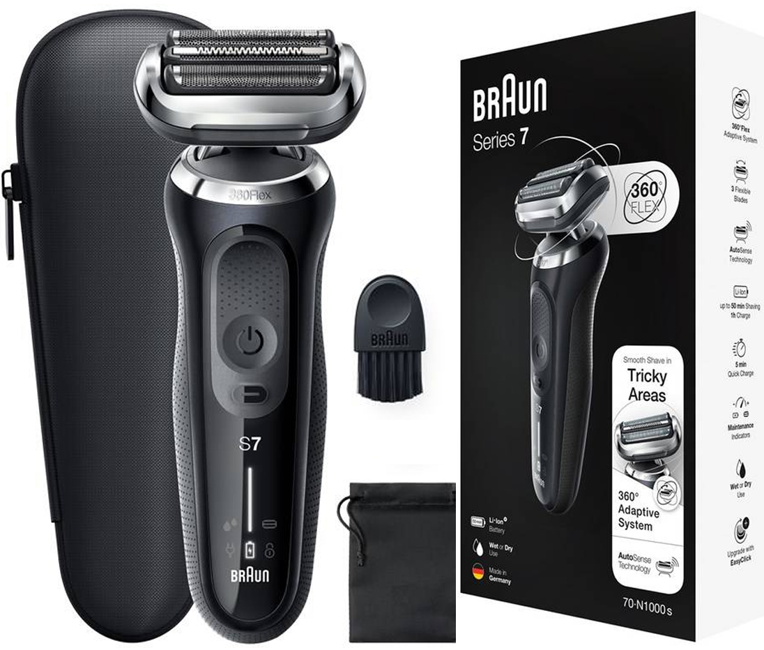 Braun 7 Shaver 71-N1000s Blk Elektrický holiaci strojček na mokro aj na sucho