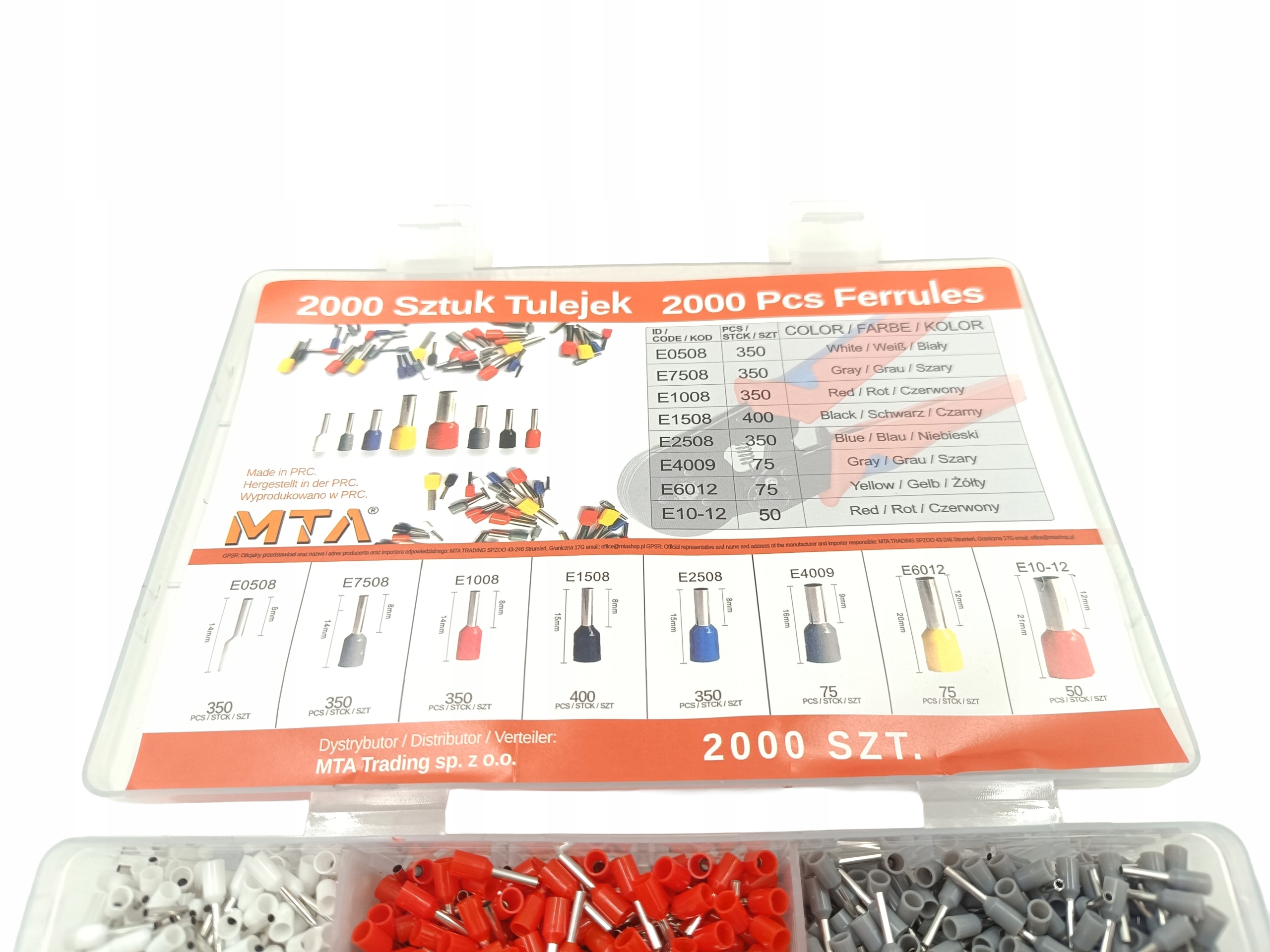 ZACISKARKA DO TULEJEK PRZEWODÓW KABLI PRASKA KONEKTORÓW 2000 SZT 0.5-10mm² Marka MTA