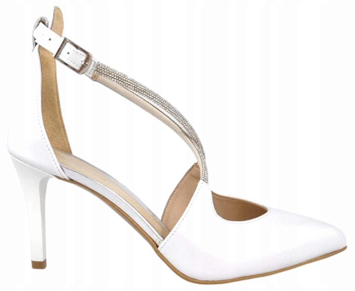 Lodičky Bílá Perla Prestige 2281/SZP Dámská Kůže Svatba Elegantní VEL.39