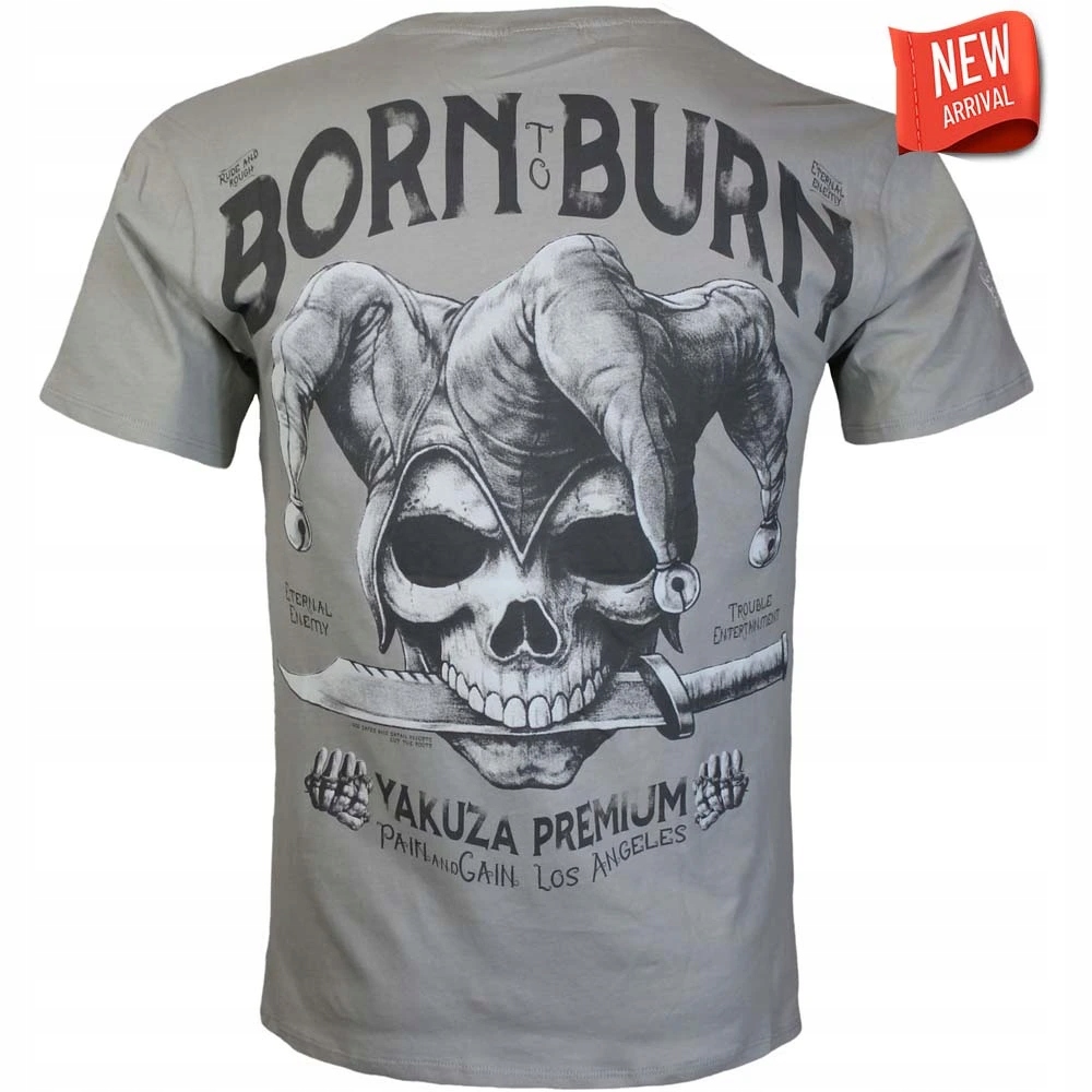 Tričko Yakuza Premium 3910 šedé stone Pain and Gain, Born to Burn