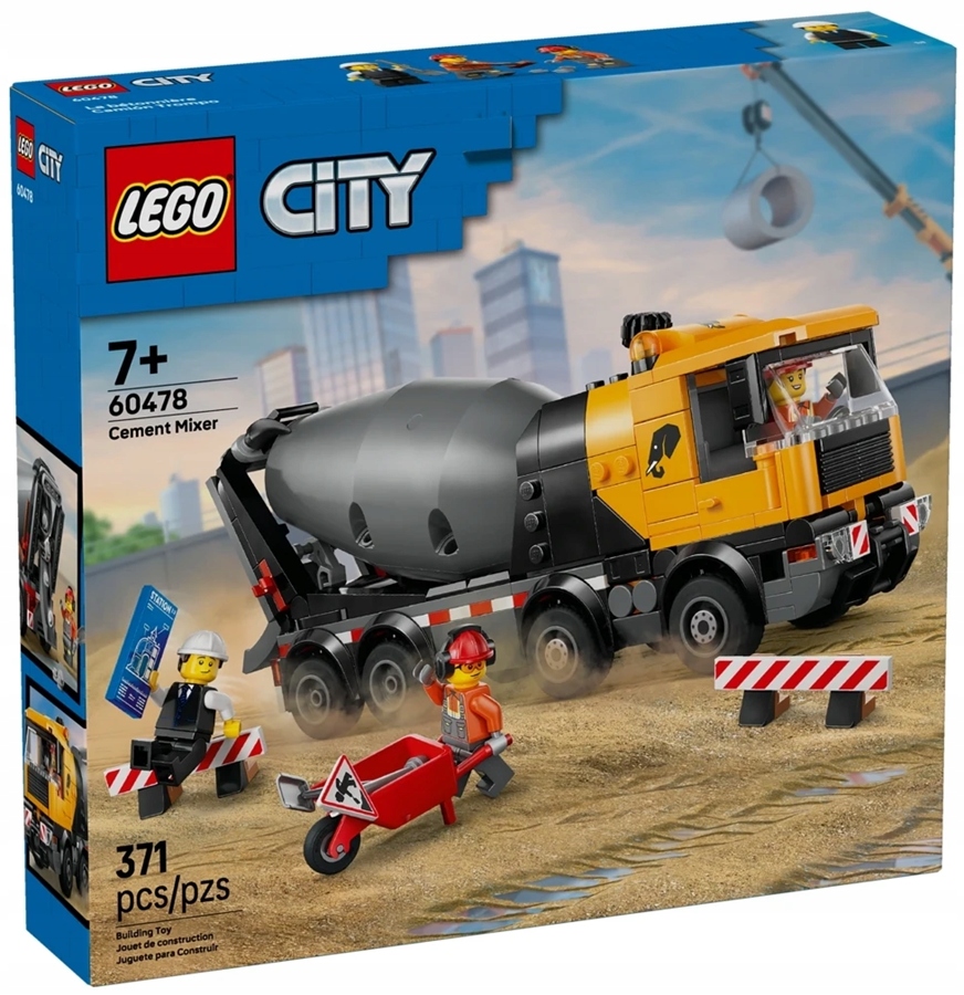 Stavebnice 371 dílků Lego City Domíchávač Betonu stavební vozidlo 60478