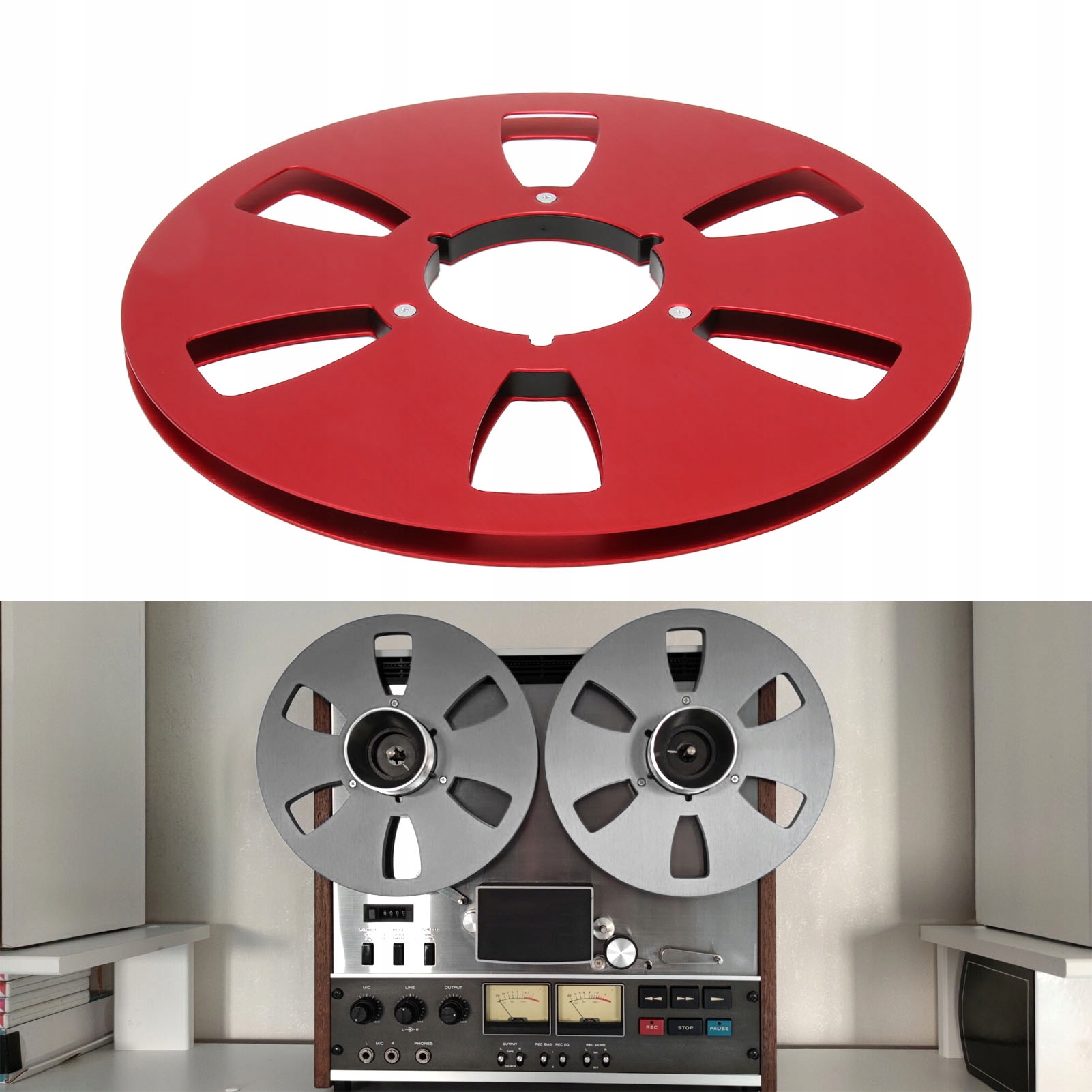 1/4 10.5CAL 6 OTWORÓW MAGNETOFON AKAI CZERWONY Szerokość taśmy 10.5