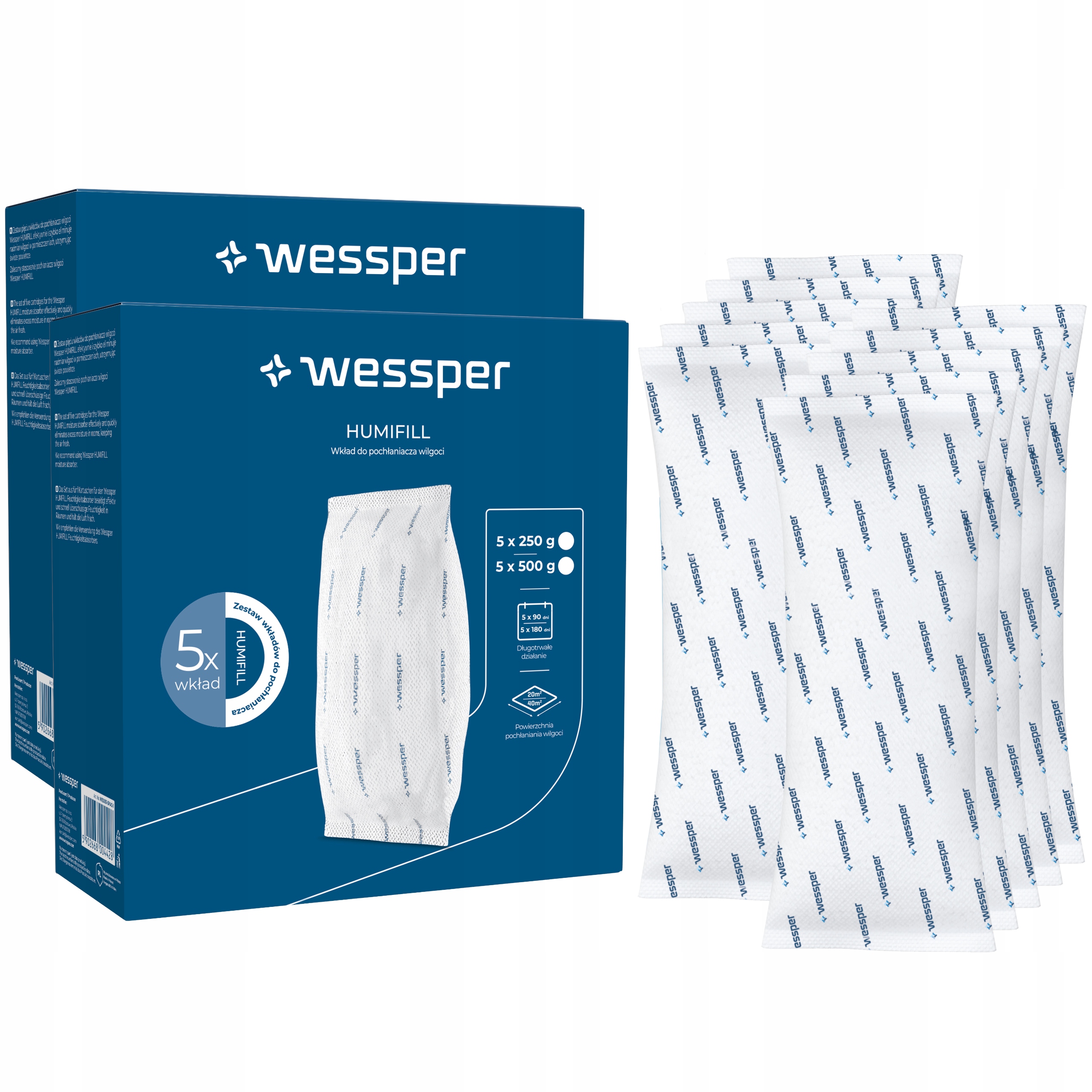 Wkład do pochłaniacz wilgoci osuszacz powietrza Wessper 500g 10 szt