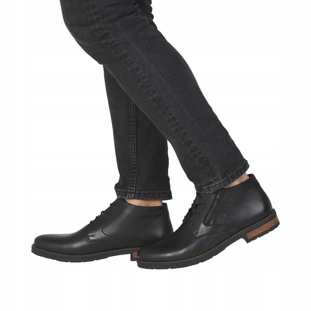 Pánské černé kožené kotníkové boty Rieker 14609-00 vel 46