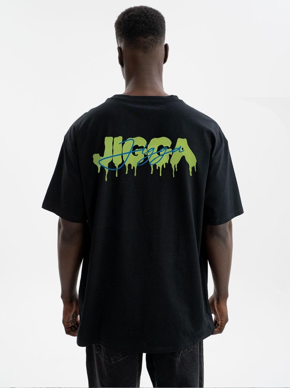 Tričko Tričko s krátkým rukávem Oversize Pánské Černé Jigga Melt 2XL