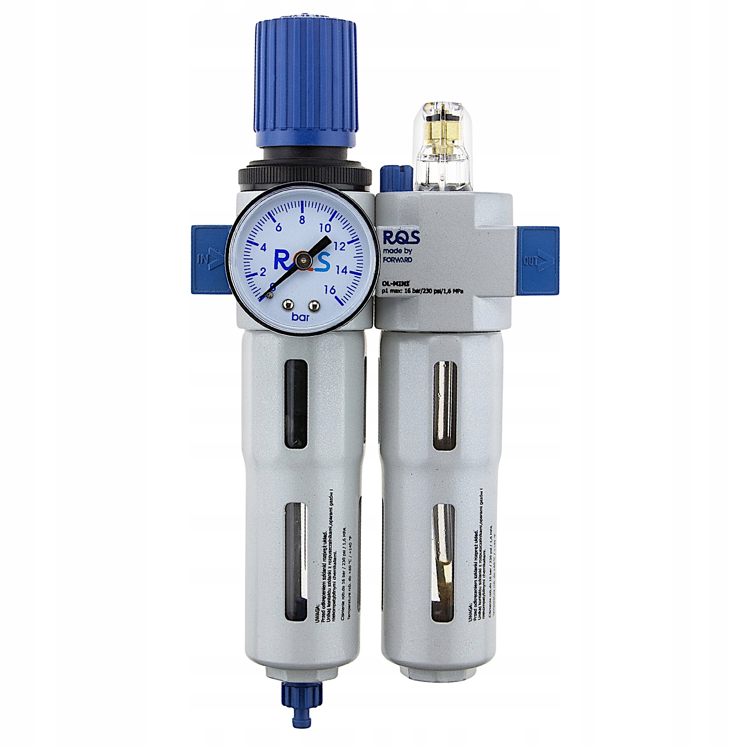Reduktor Odvodňovač Filtr Naolejovač Manometr OU-1/4-MINI Pro Kompresor Rqs