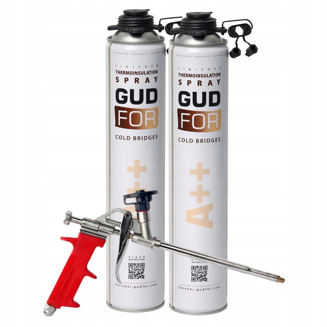 2 Kusů Stříkací Pěna Gudfor A++ 850 ML Pistole Na Montážní Pěnu
