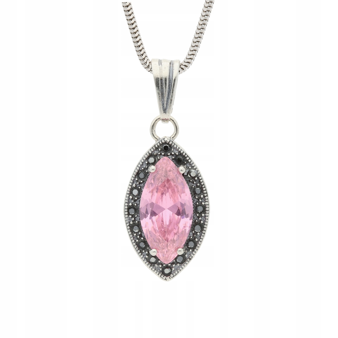 Přívěsek s růžovou zirkonií stříbro