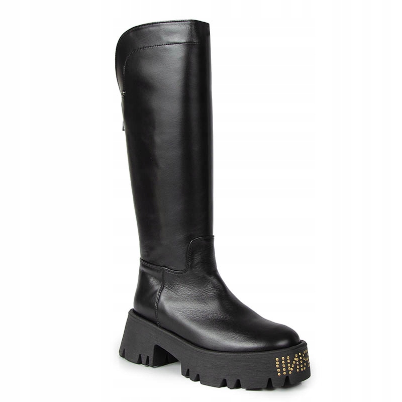 Carinii B9363 Kozačky Klasická Kůže Lico Černé 39