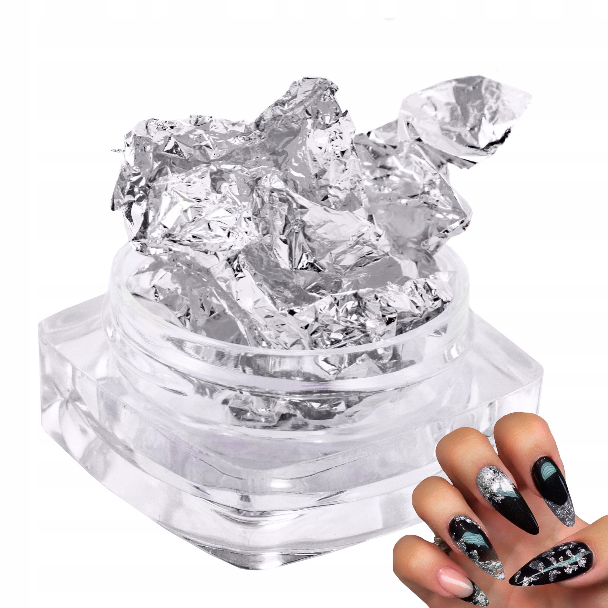 

Pazłotko Folia do Zdobień Paznokci Silver Srebrna