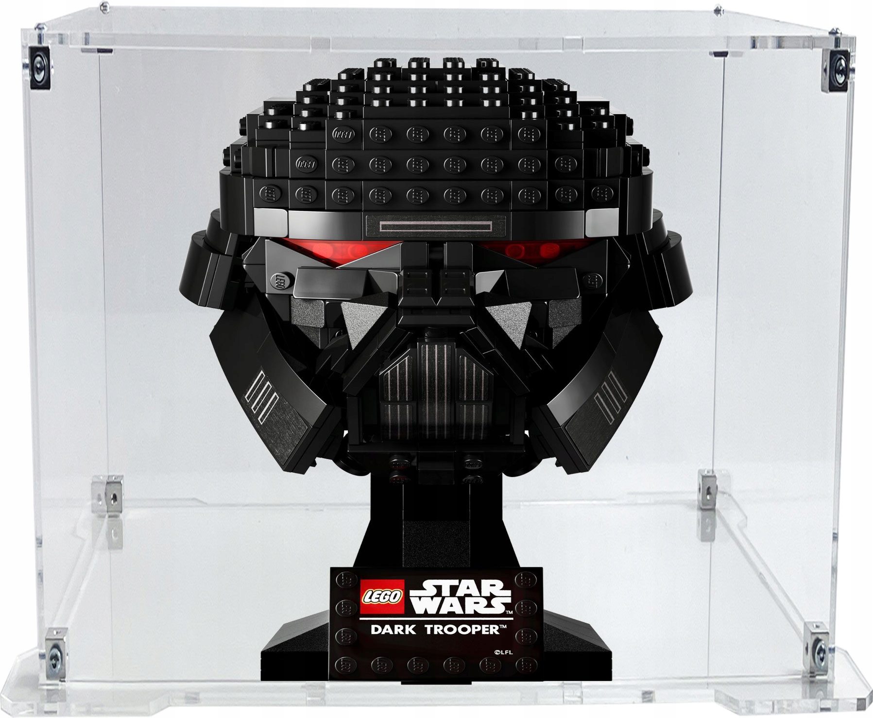 Vitrína s podstavcem Drewlandia pro stavebnici Lego 75343 Helma stormtroopera