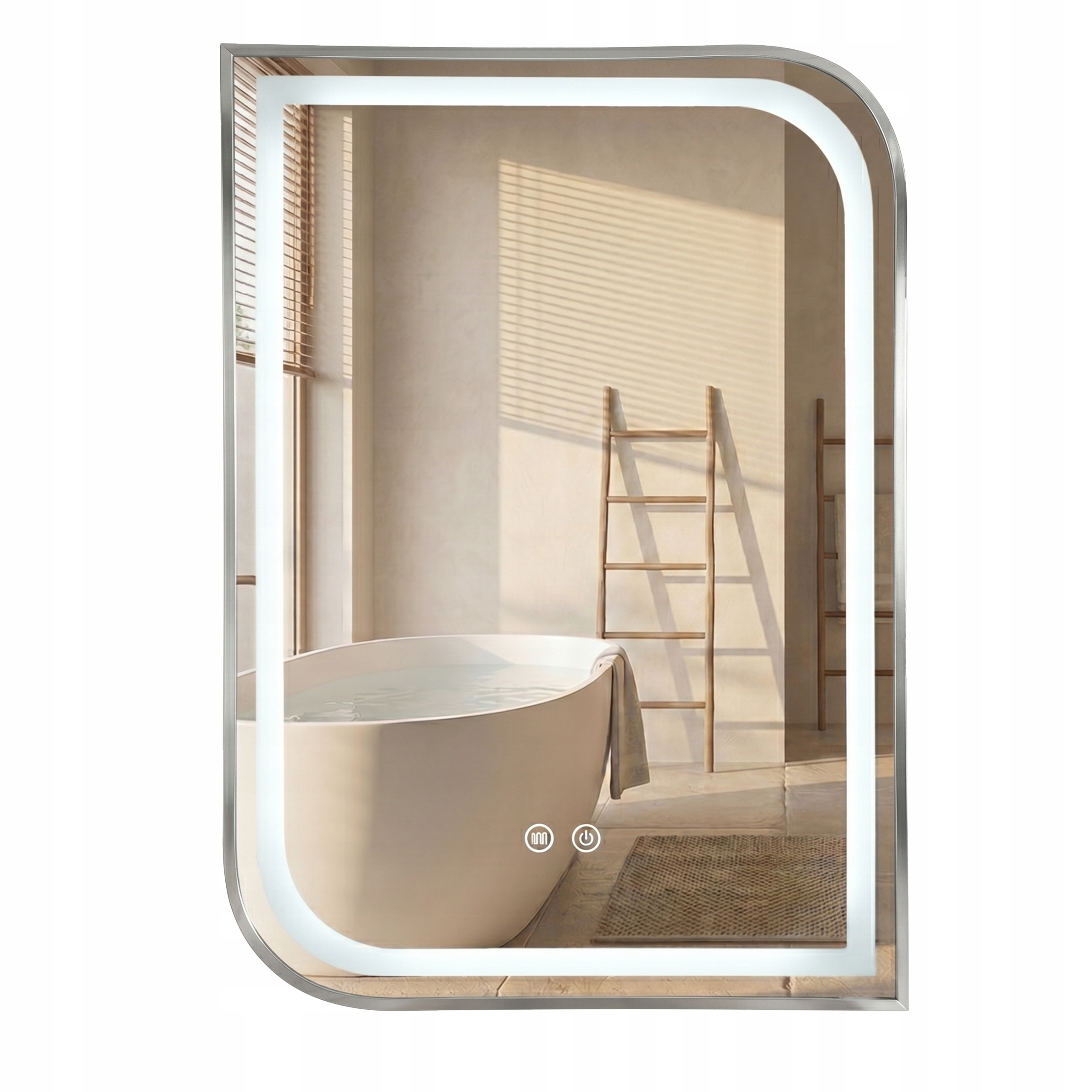 Led Kúpeľňové Zrkadlo Na Make-up S Podsvieteným Osvetlením Rea Zone 80x60 cm Nikel