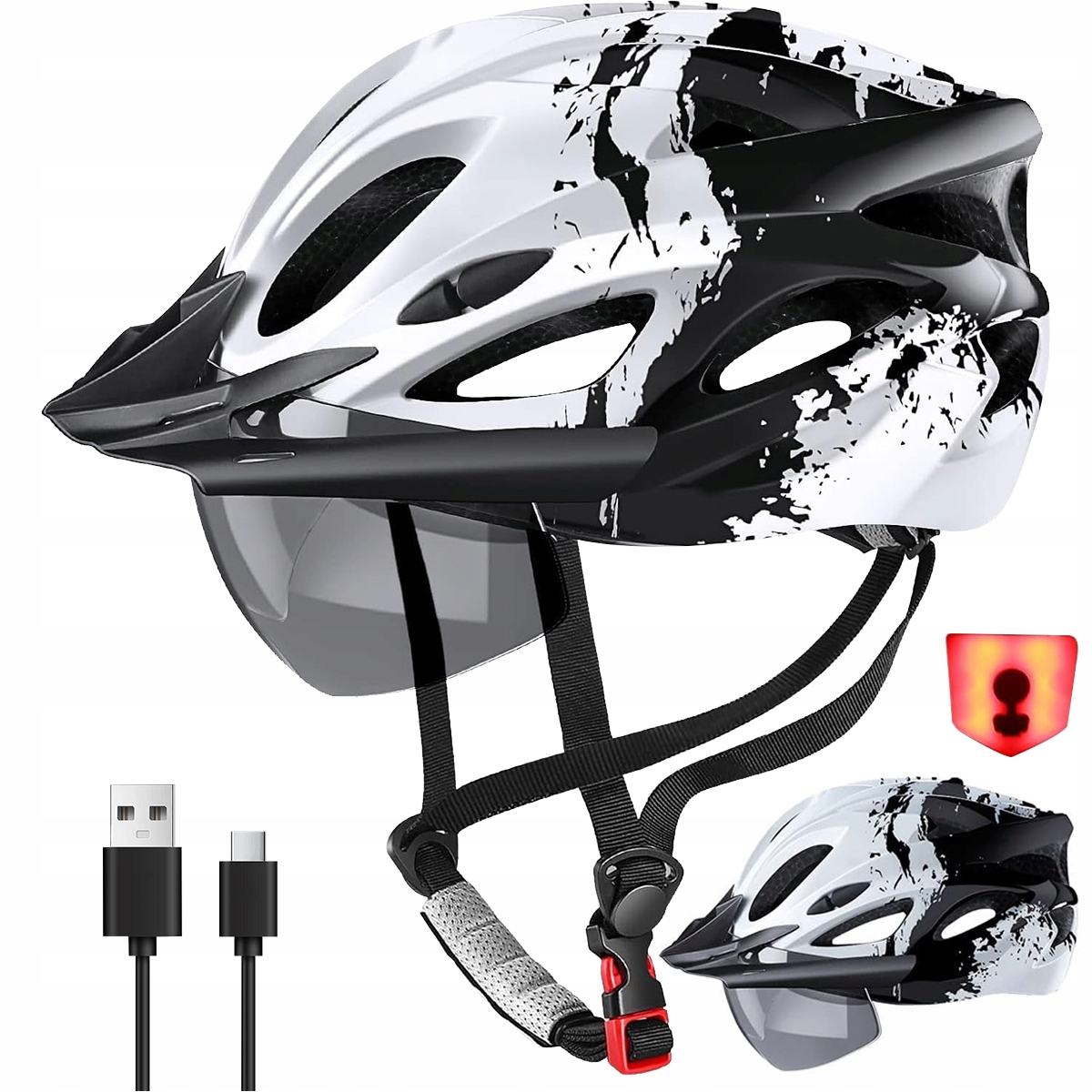 Kask Rowerowy Na Rower Męski Damski Regulowany 57-62 Lampka Mtb