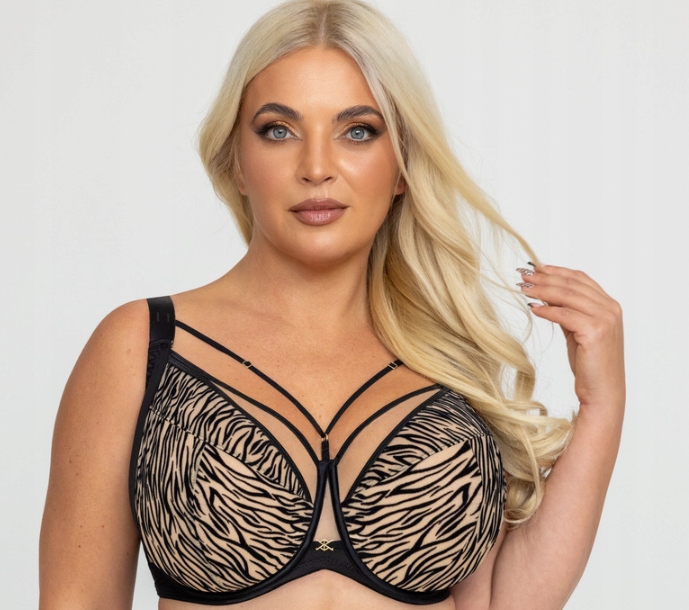 Krisline Podprsenka Queen Soft Full Cup Černo-béžová Vločkovaná 80F