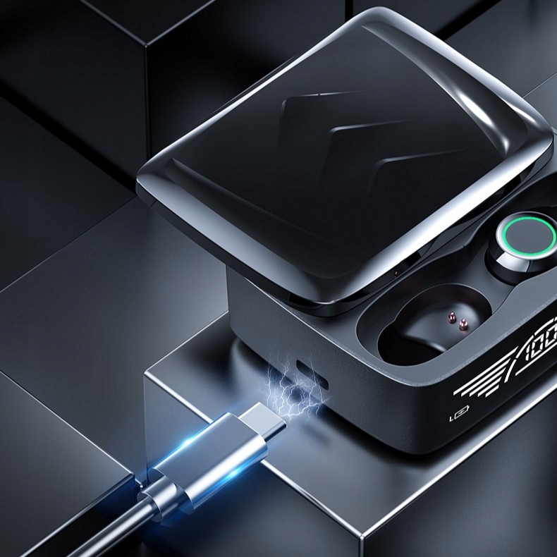 SŁUCHAWKI BEZPRZEWODOWE PRO BLUETOOTH 5.3 DOUSZNE TWS CZARNE Z POWERBANK Model Inferno Pro