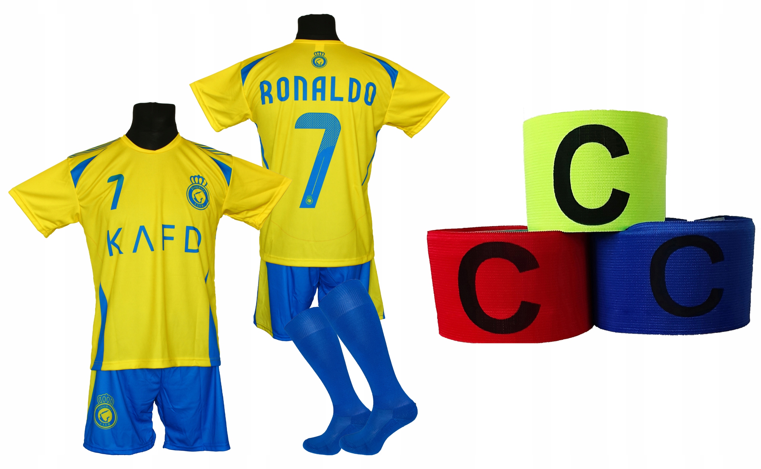 Fotbalové oblečení Ronaldo Al Nassr tričko kraťasy štulpny čelenka vel. 158