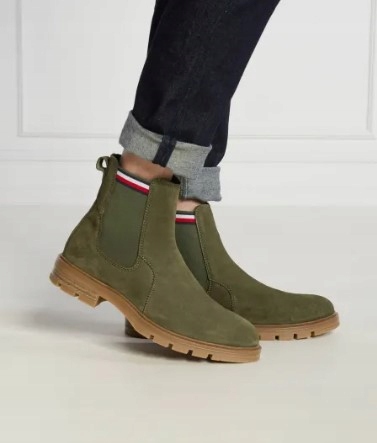 Tommy Hilfiger Kotníkové Boty Pánské Kožené Boty Zelené 44 Ž4E