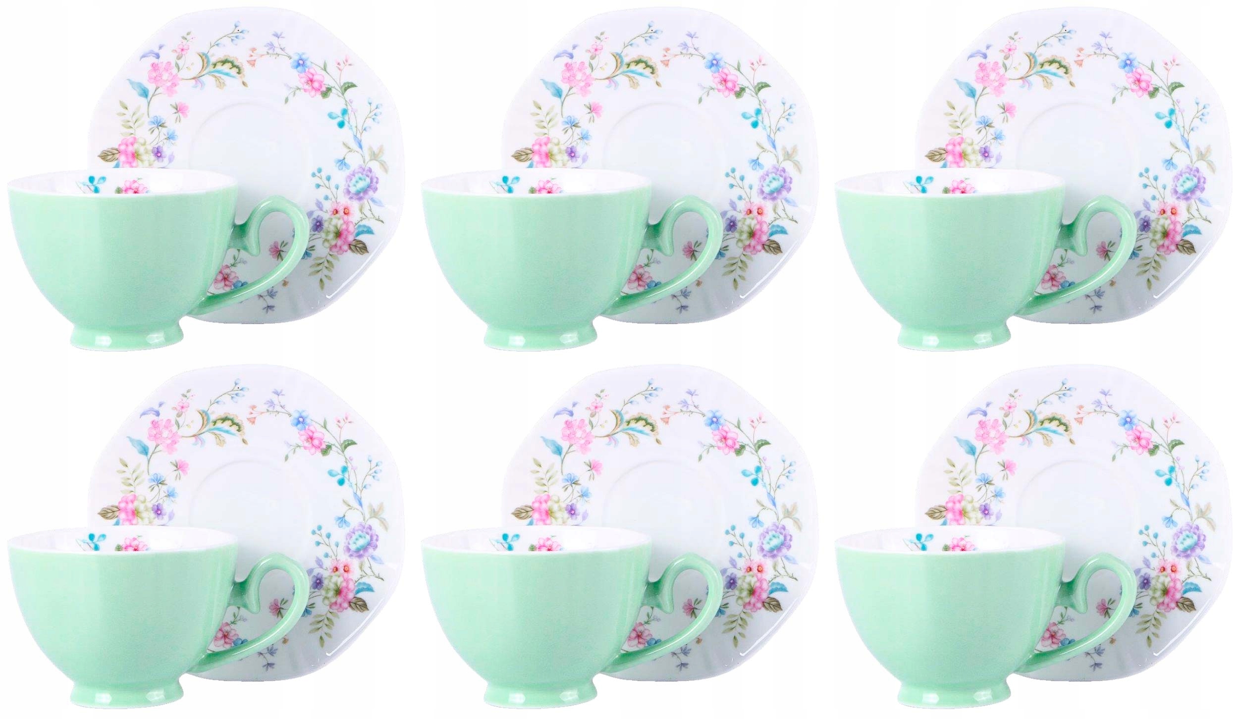 Stefania Šálka S Podšálkou 6+6 Mätová S Kvietkami 250 ML