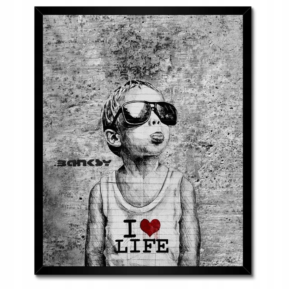 Plakáty v rámu 40x50 I love life Banksy Spray