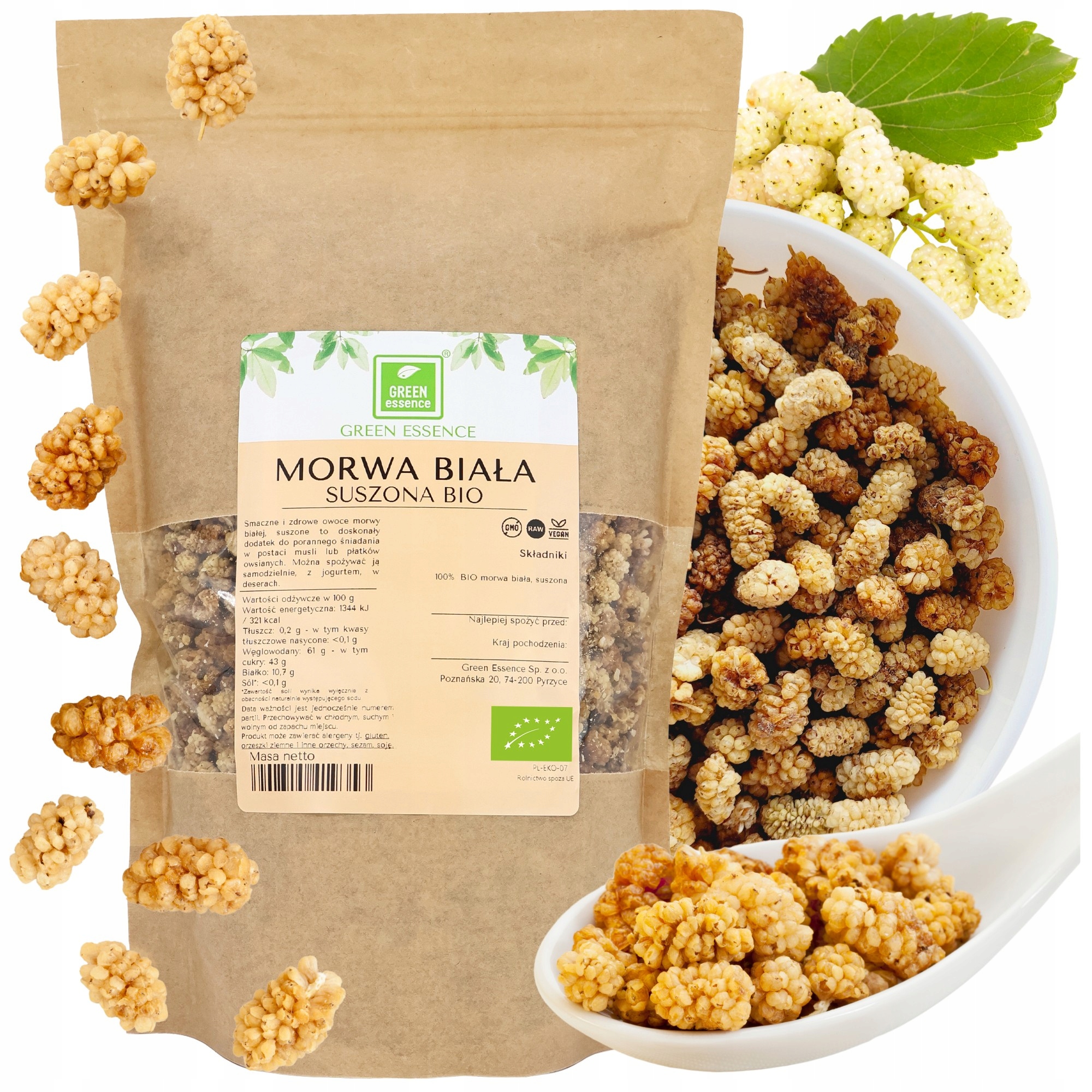 Morwa Biała Bio 1 kg suszona naturalna bez pestek i cukru suszone owoce