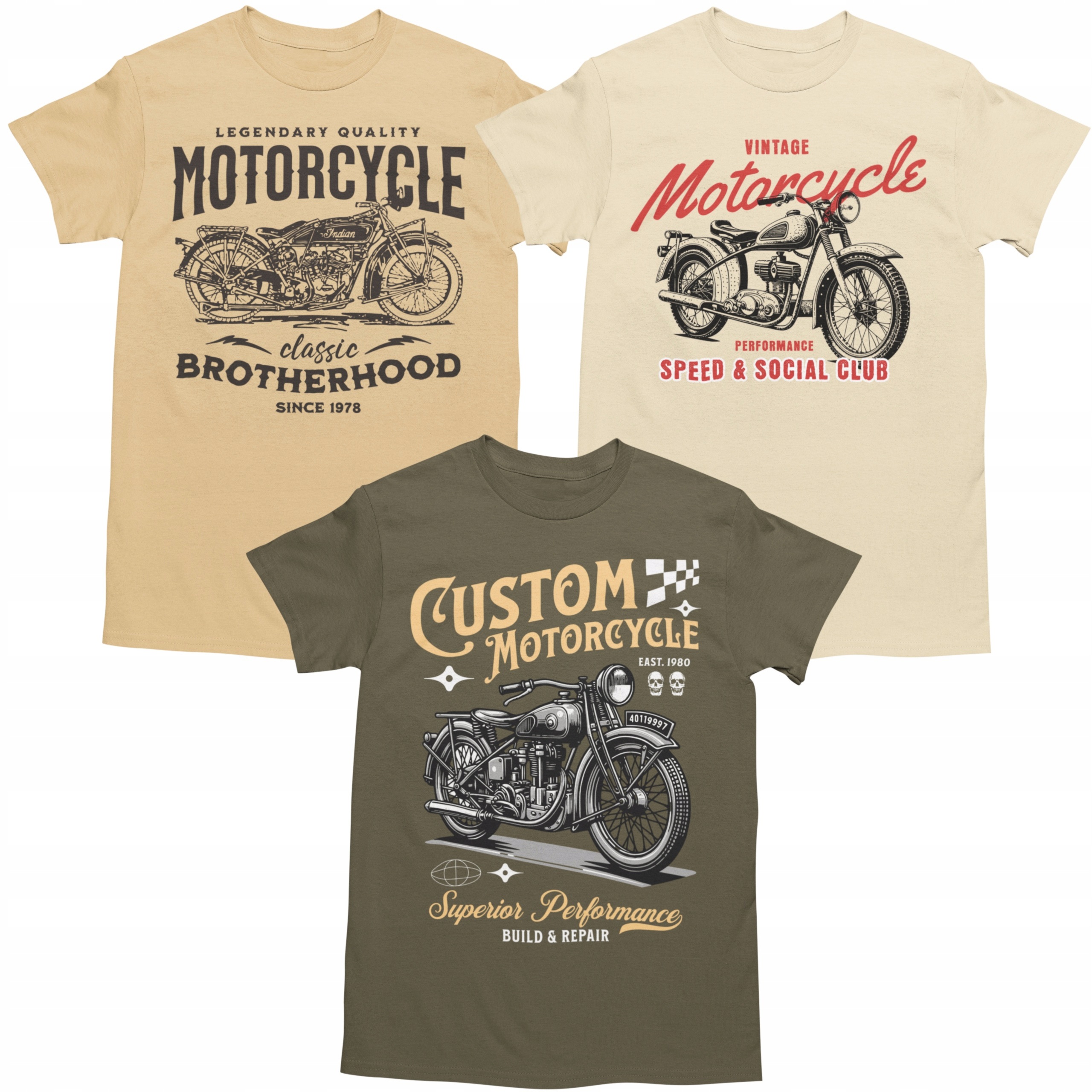 Sada 3x Tričko Pánské 3pack Pánské Tričko sada 3ks Motocyklová