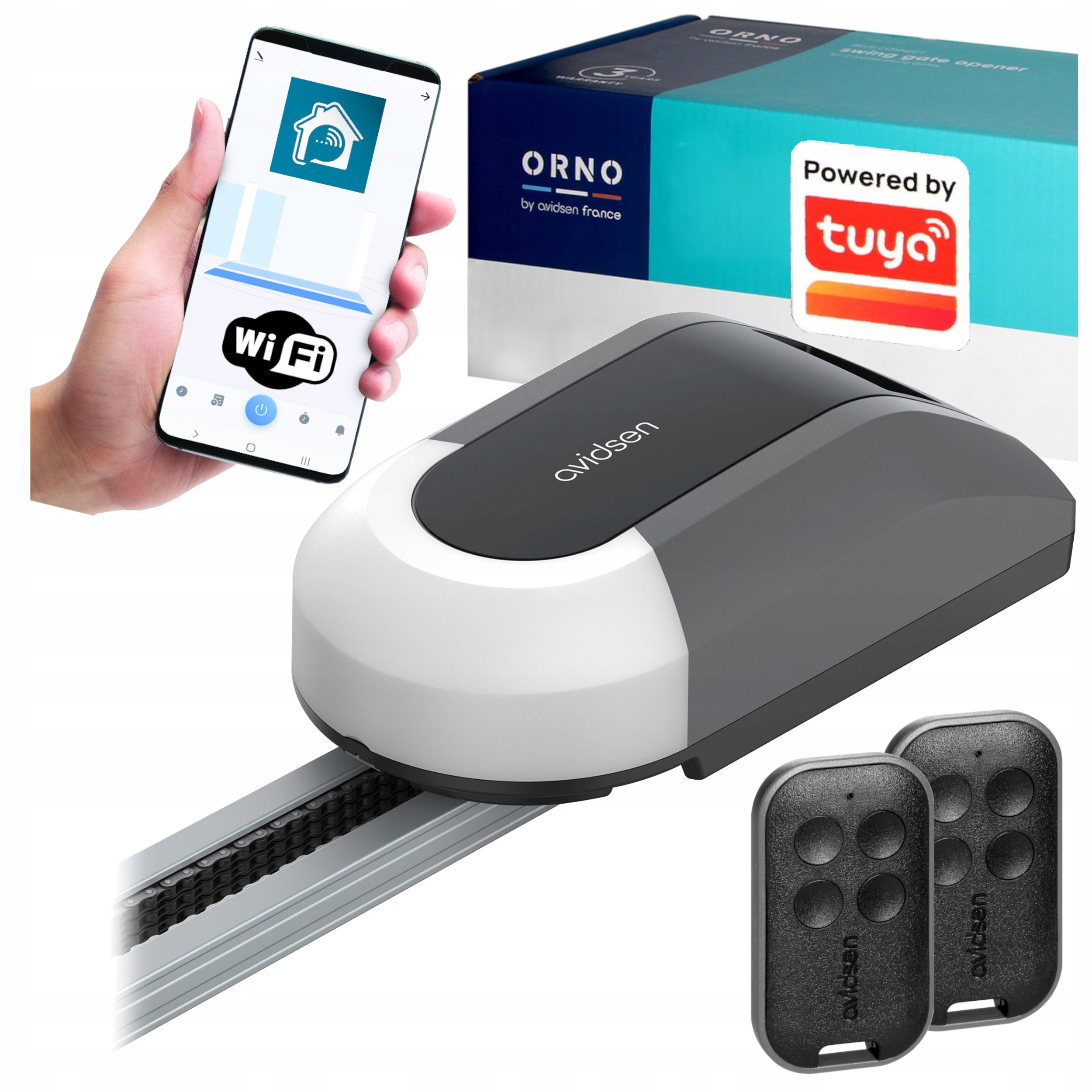 Napęd Do Bramy Garażowej 80kg Wi-Fi Tuya Smart Aplikacja 2 Piloty Orno