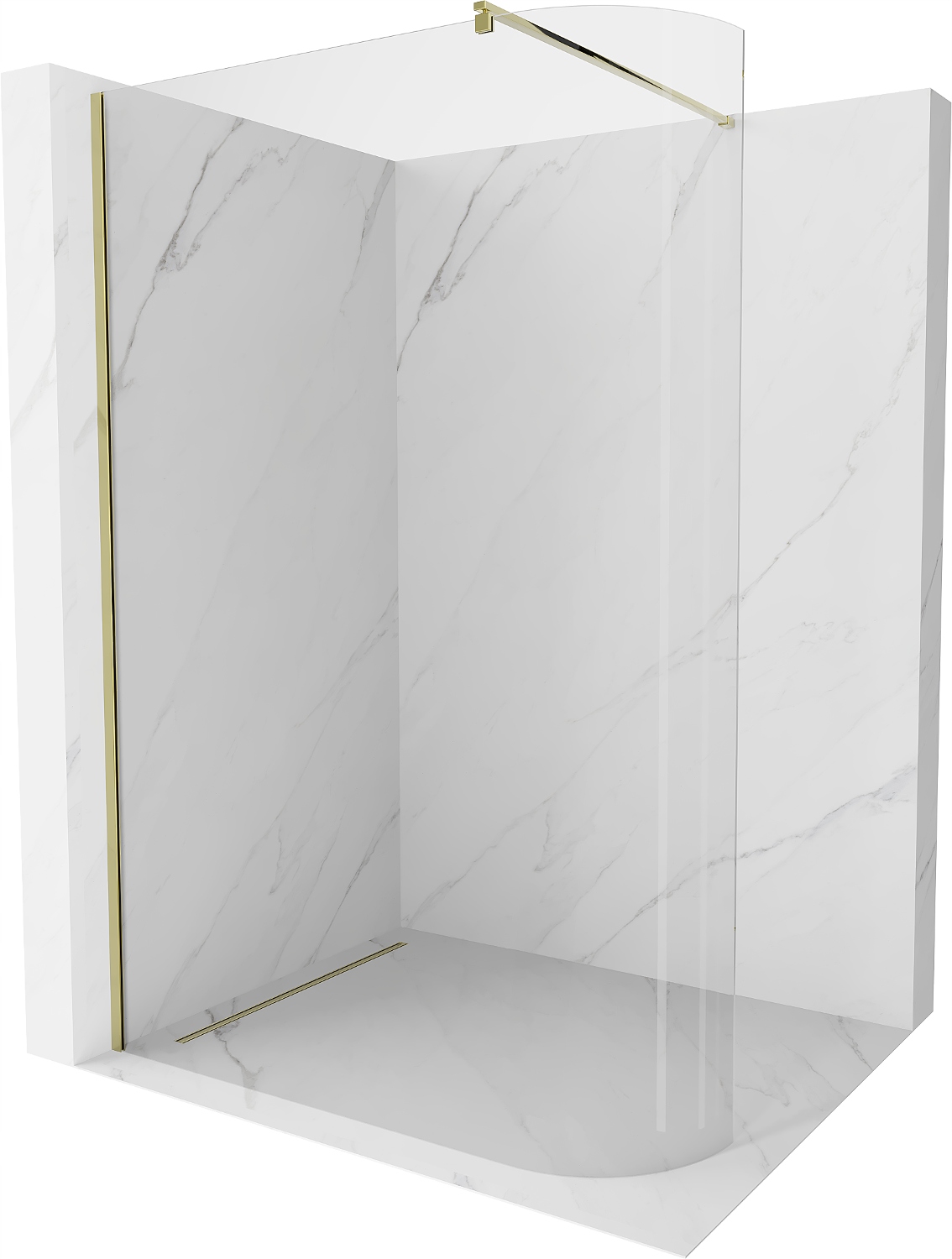 Mexen Kioto-R Zaoblená Walk-in Stena, 110x200cm, 8mm, Zlatá