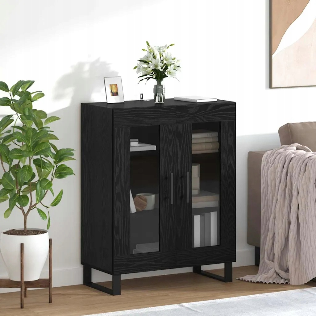 vidaXL Servírovací skříň Černý dub 69,5 x 34 x 90 cm kompozitní dřevo
