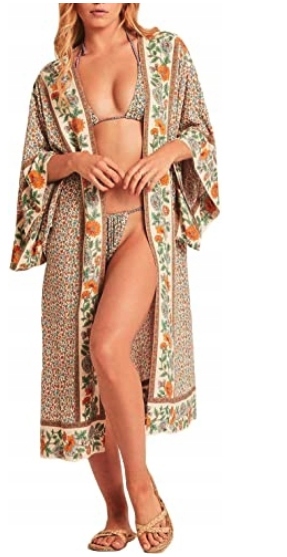 

Pareo Kimono Narzutka Na Strój Plaże Kwiatowy Wzór