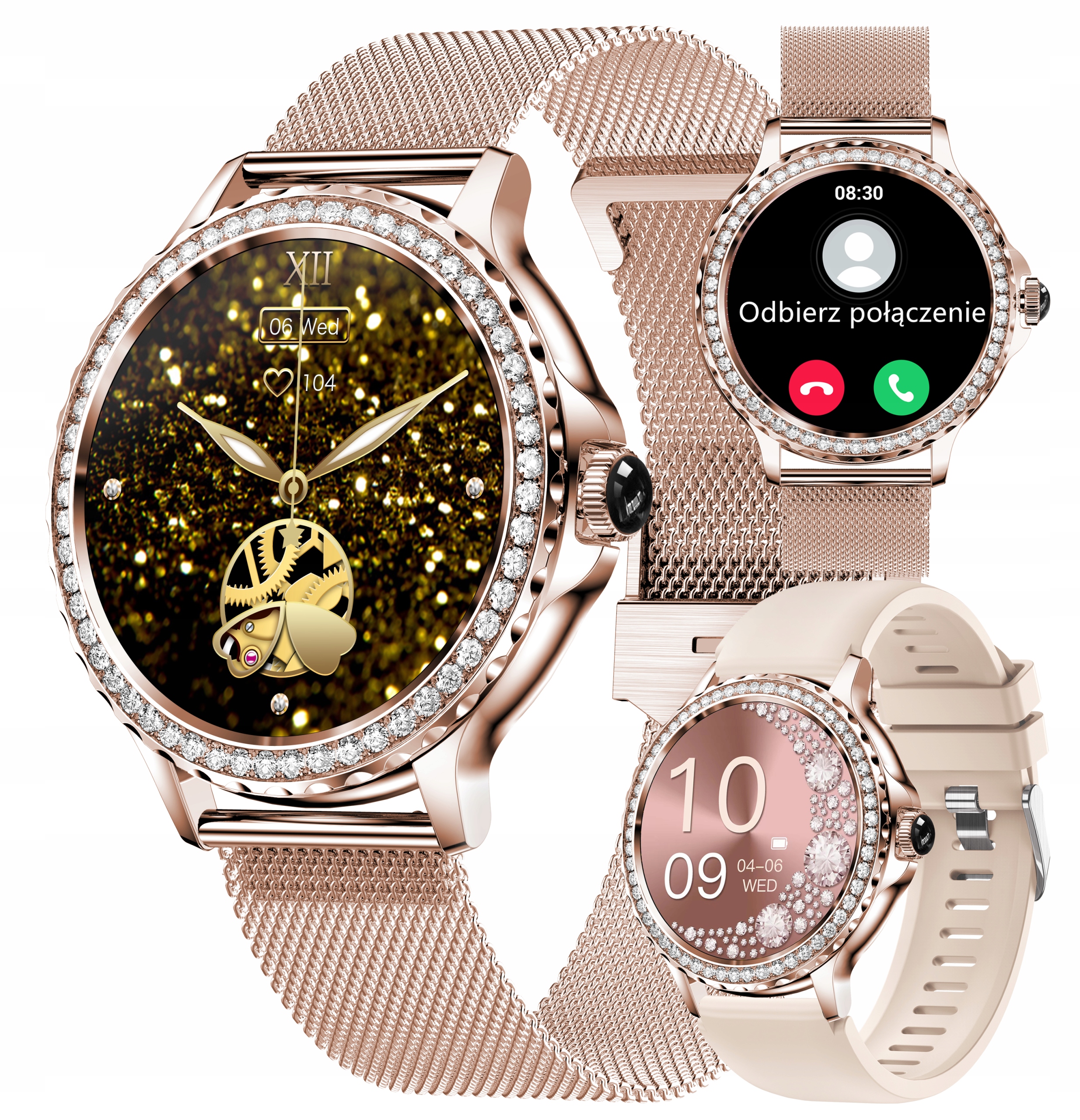 Dámske Hodinky Smartwatch Shine Tlakomer Puls Rozhovory 2PASKY Poľština