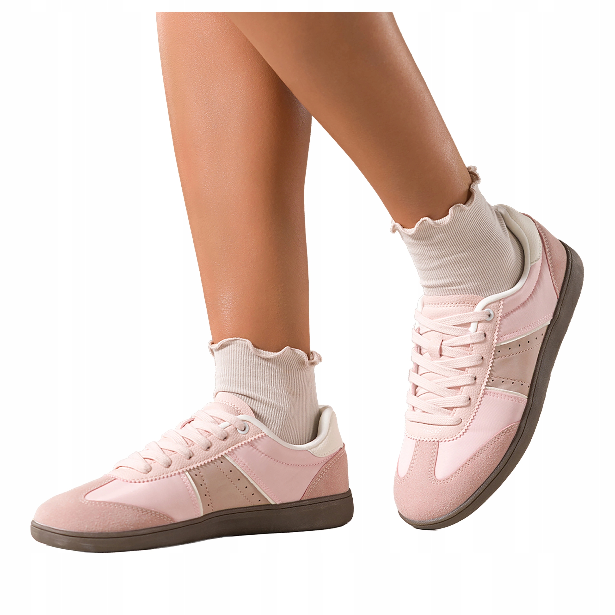 Sneakersy Lososové Dámské Sportovní Šněrovací Béžové Vložky Modne vel 37
