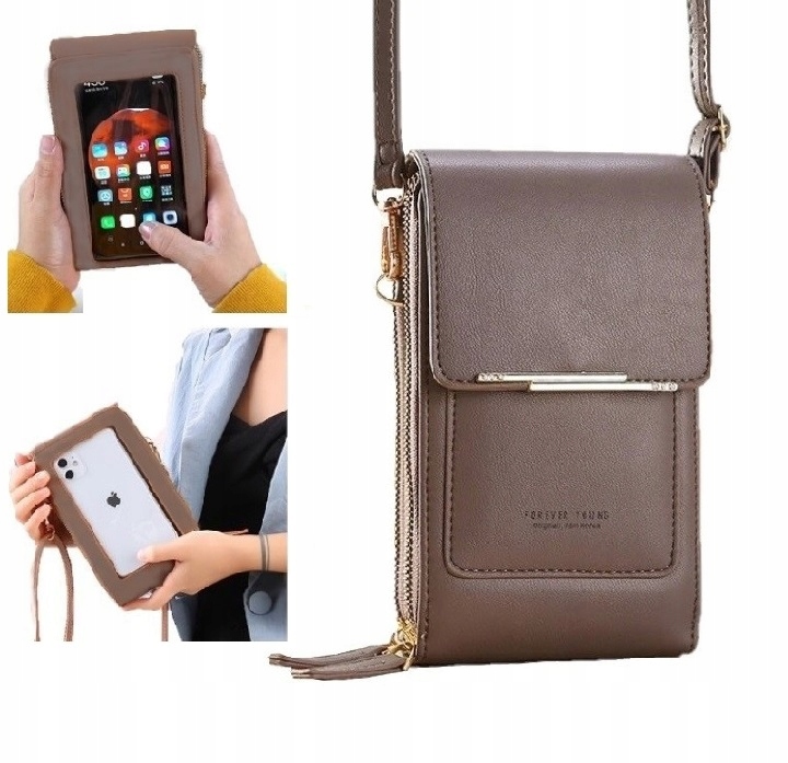 TOREBKA MINI KOPERTÓWKA PORTFEL NA TELEFON SZARA