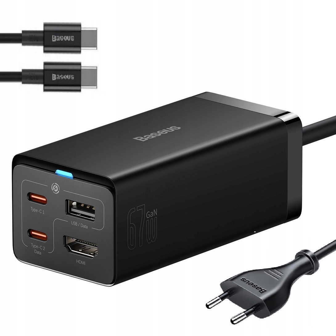 Rychlonabíječka do sítě Baseus GaN5 Pro 67W 2x Usb-c/usb-a/hdmi černá a Usb