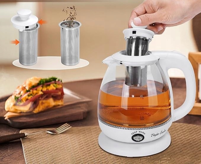 TAYLOR SWODEN Czajnik Elektryczny Szklany 1L 2200W LED BPA Free Z Teesitem — miniatura 10