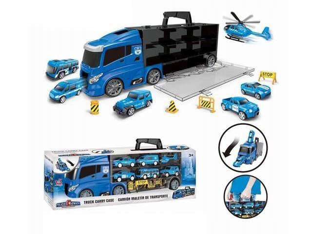 CIĘŻARÓWKA LAWETA POLICJA POJAZDY AUTA ŚMIGŁOWIEC TIR Z SAMOCHODZIKAMI EAN (GTIN) 5901924222668