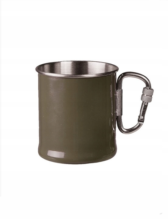 Kubek z karabinkiem Mil-Tec 250 ml stalowy oliwkowy Od camping