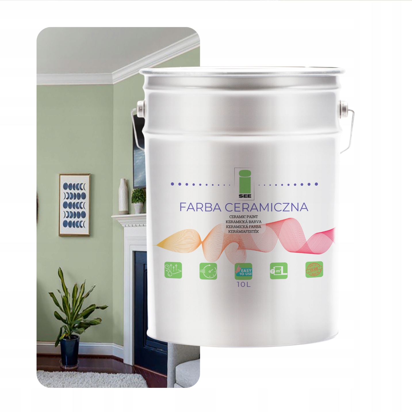 Keramická Farba Na Steny Umývateľná Zelený Čaj 10 L Odolná Voči Škvrnám