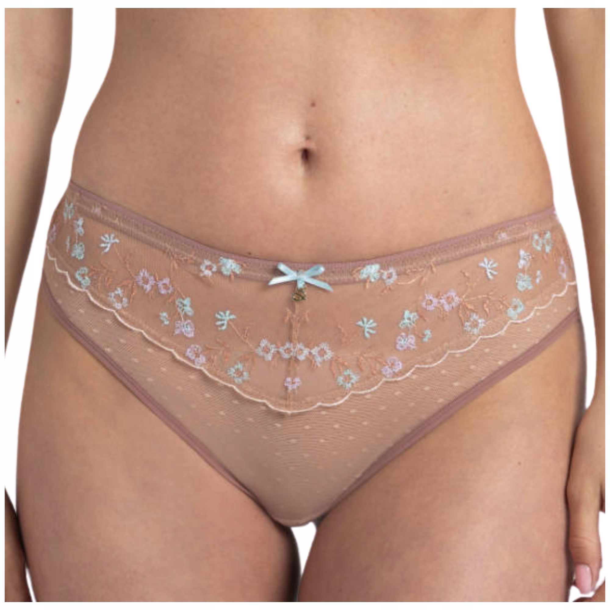 Kalhotky s výšivkou brazilské kalhotky pohodlné kalhotky Samanta Margaret M300 cappucino S