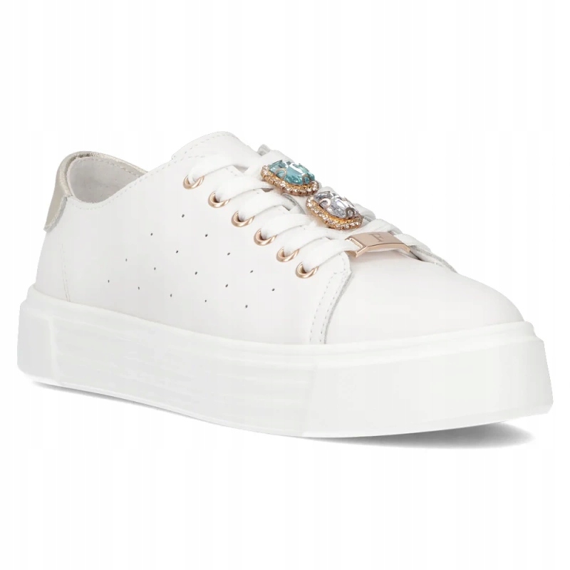 Sneakersy damskie półbuty na platformie skórzane białe Filippo DP6854/25 38