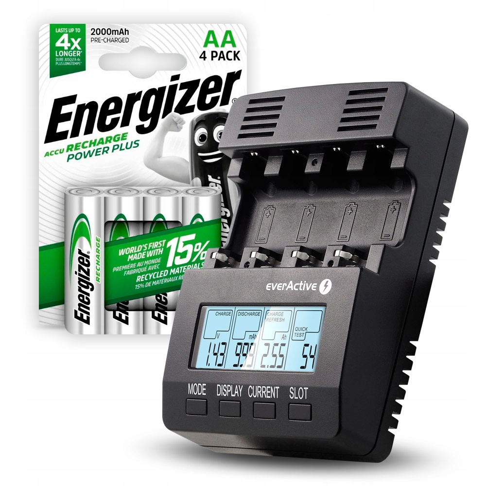 Nabíječka akumulátorů everActive NC-3000 4x R6 Aa Energizer Power Plus