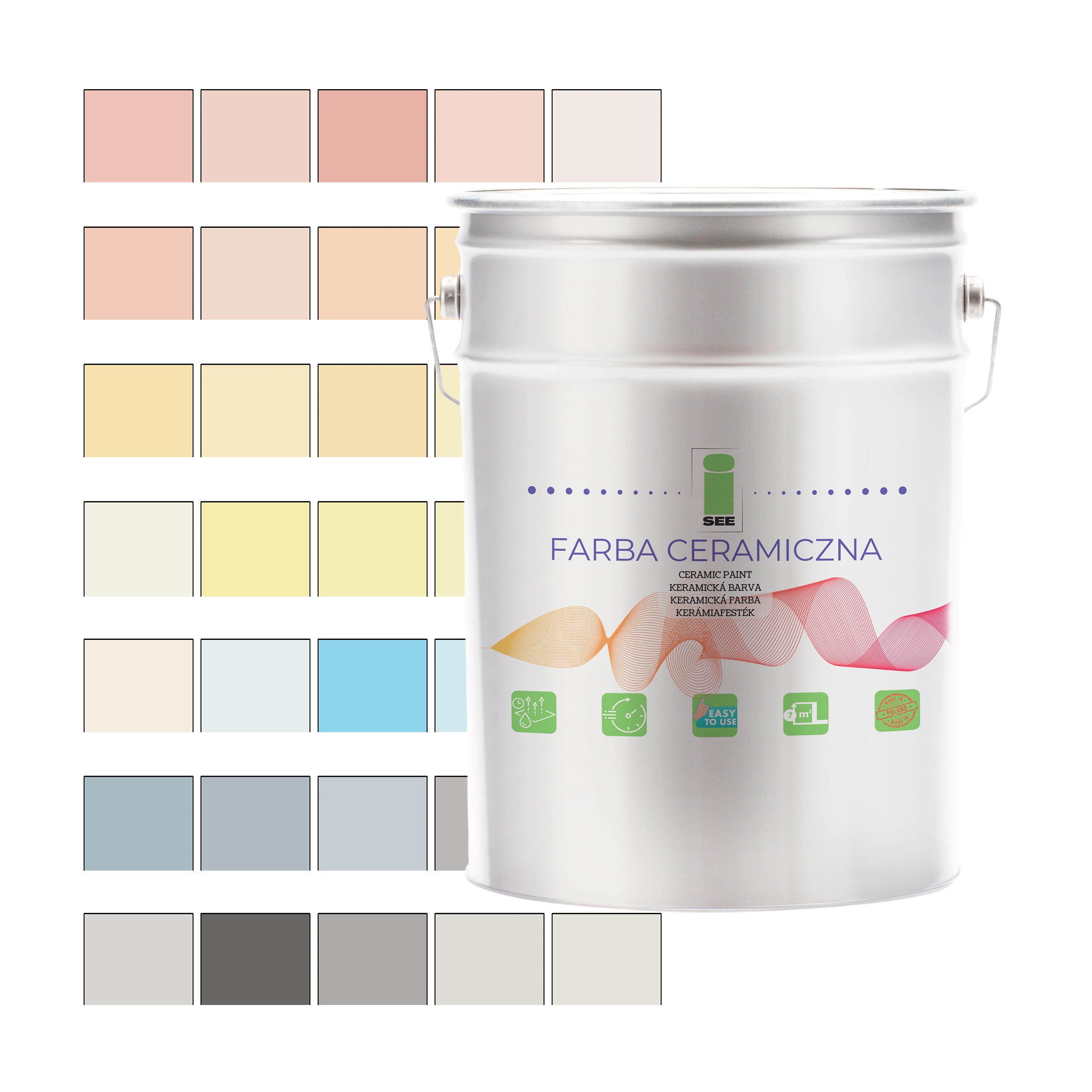 Keramická Umývateľná Farba Na Steny 10 L Nástenná 82 Farieb Odolná Voči Škvrnám