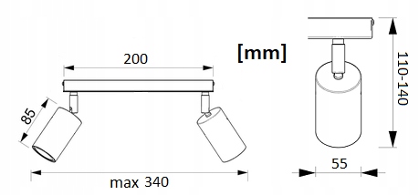 PLAFON LISTWA OPRAWA TUBA EYE 2xGU10 NAVY GRANAT Rodzaj lampy Sufitowe - wiszące