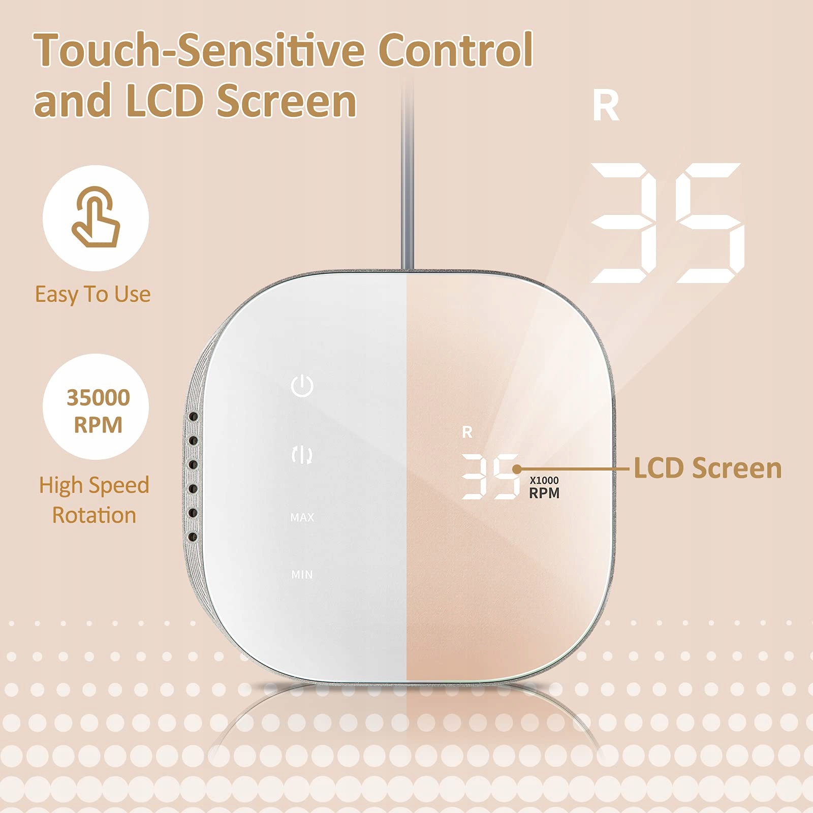 MADENIA Elektryczna Frezarka TouchPro 35000 UMin Zestaw Różowy — miniatura 3
