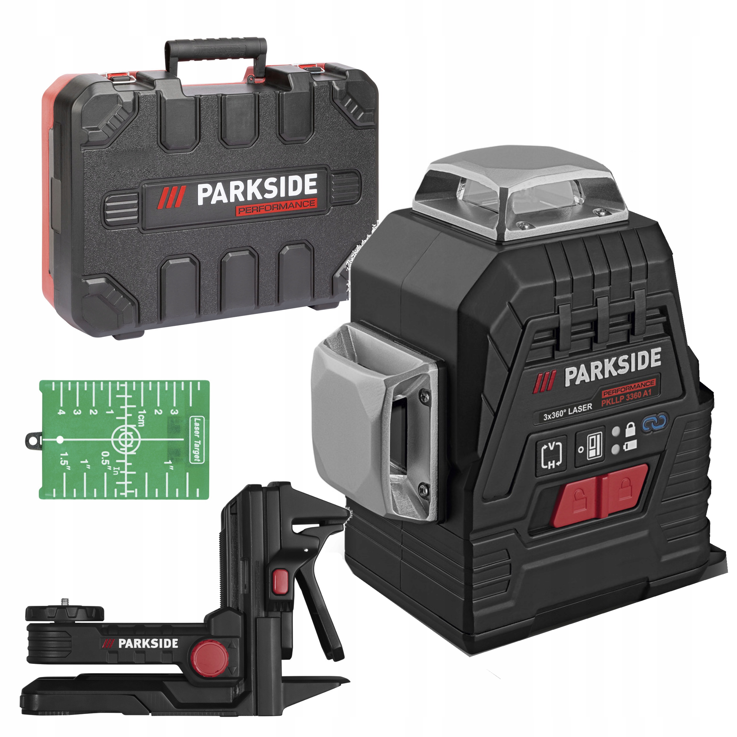 Aku křížový laser Parkside Performance 360° s kufříkem a Magnet (magnetem)