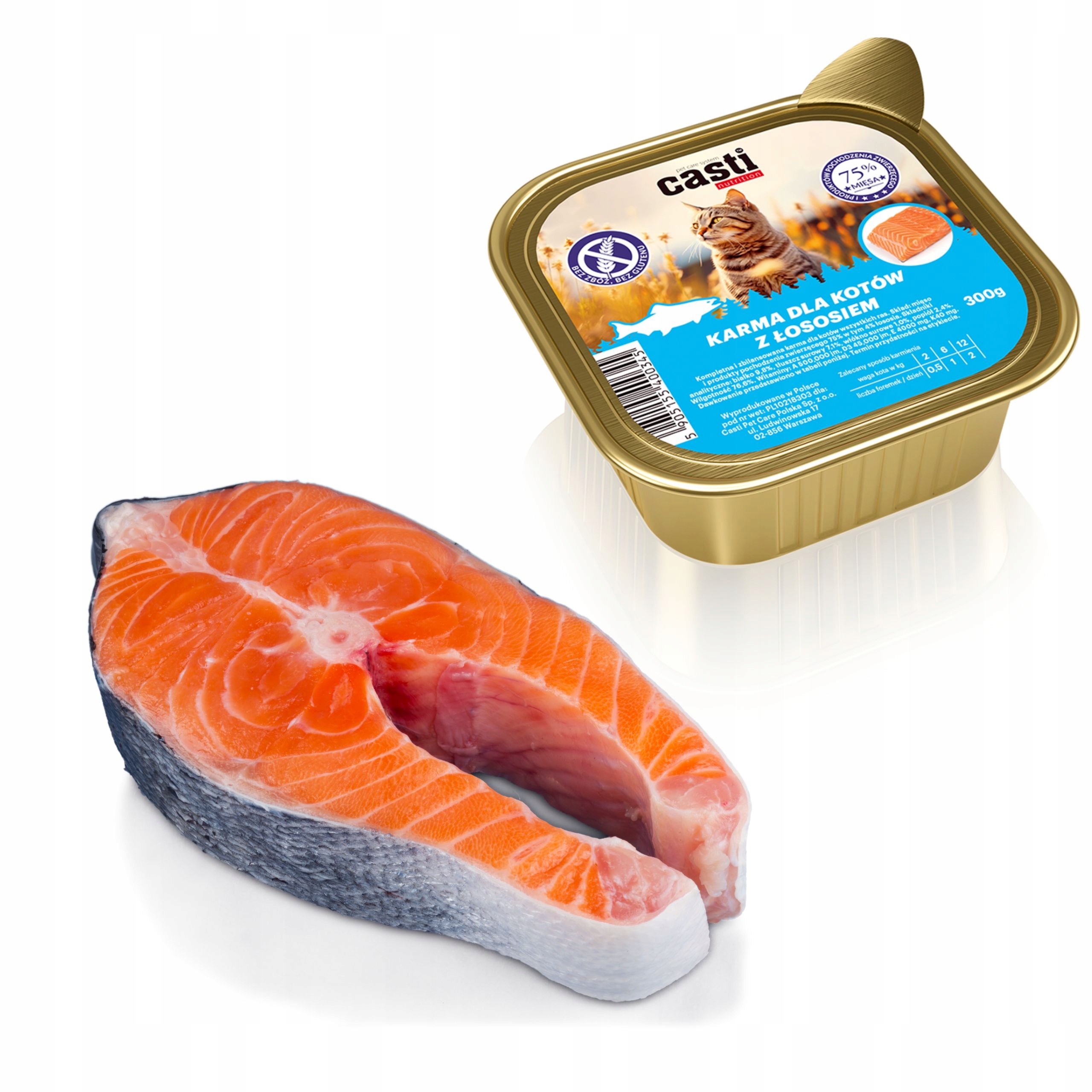 Levně 10 x Casti vlhké krmivo pro kočky lososová paštika 300 g