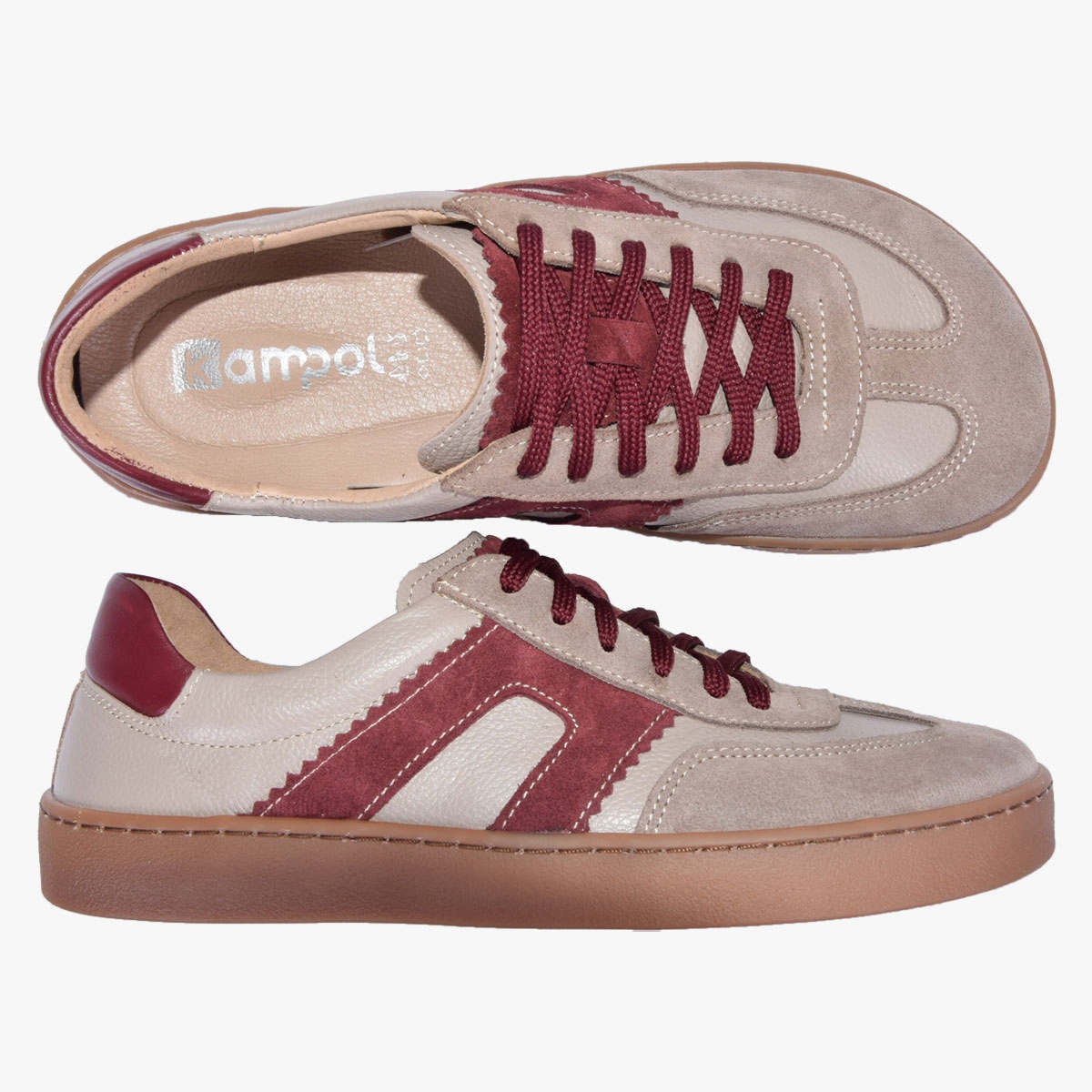 Buty Damskie Barefoot Skórzane Minimalistyczne Szerokie Beżowe Kampol 41