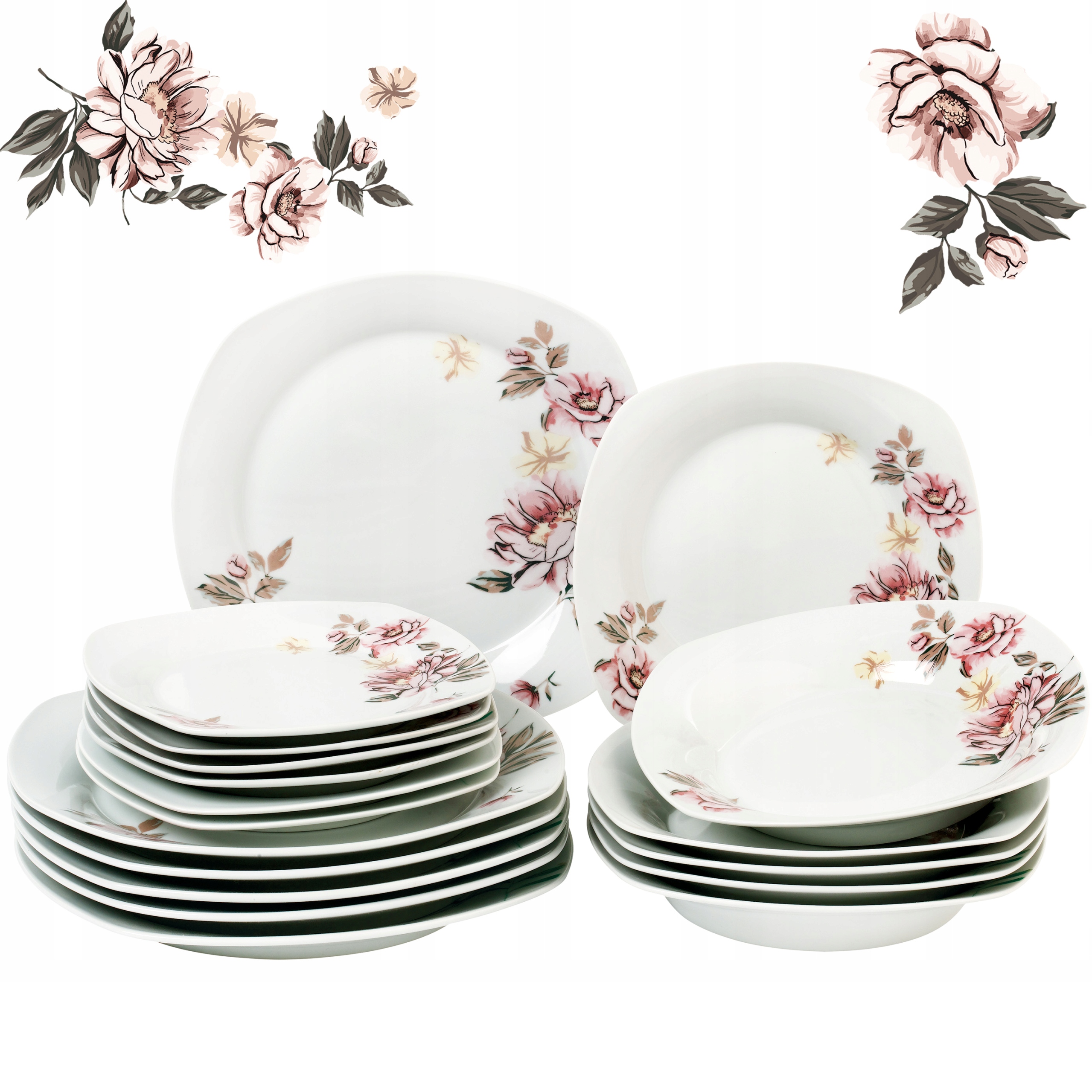 

Komplet Talerzy Serwis Obiadowy Porcelana Zastawa