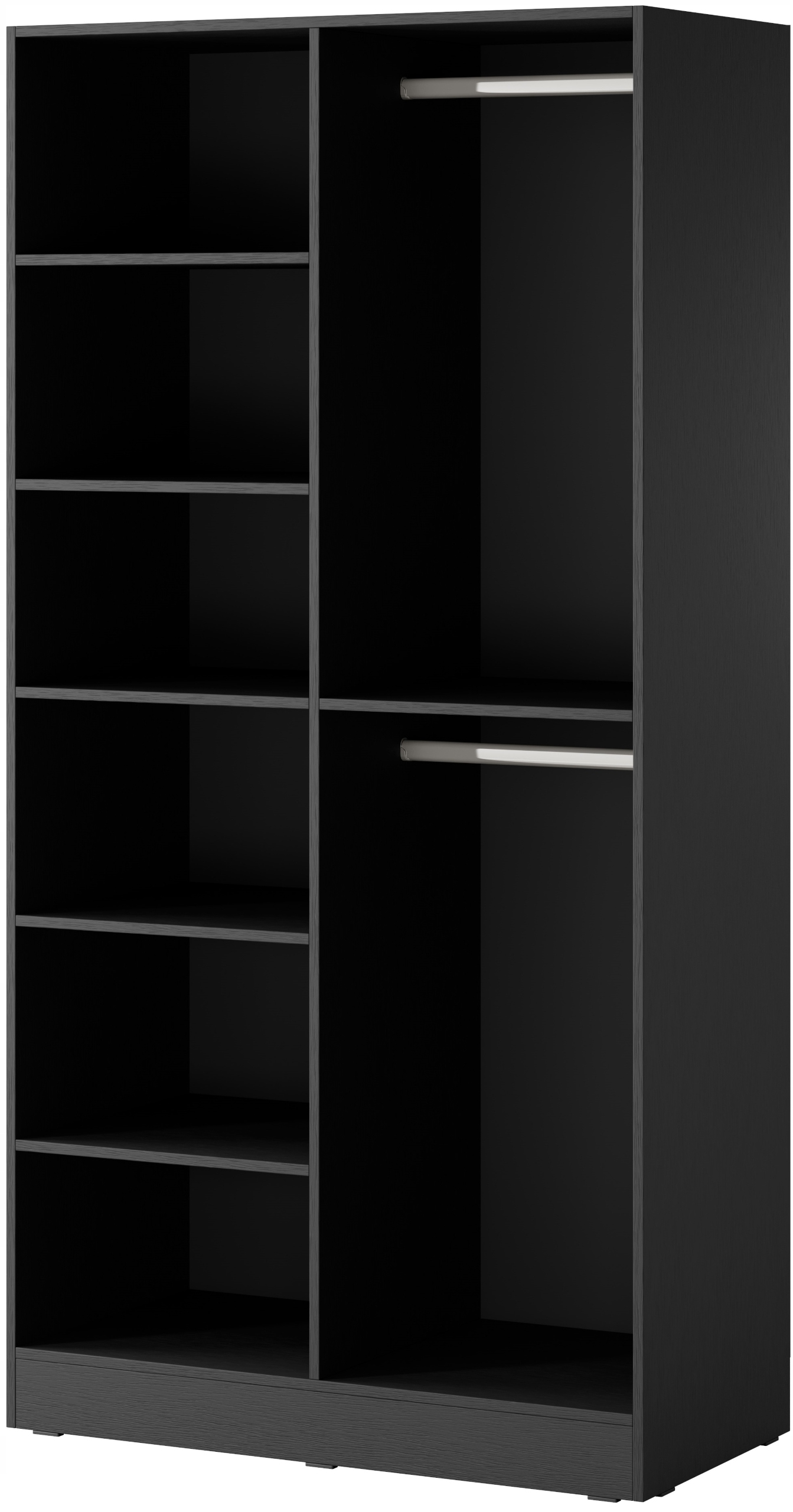 Szafa Modułowa dwudrzwiowa NOVA 100 cm Czarna Z Półkami Ryfel Lamele Marka Multi Meble