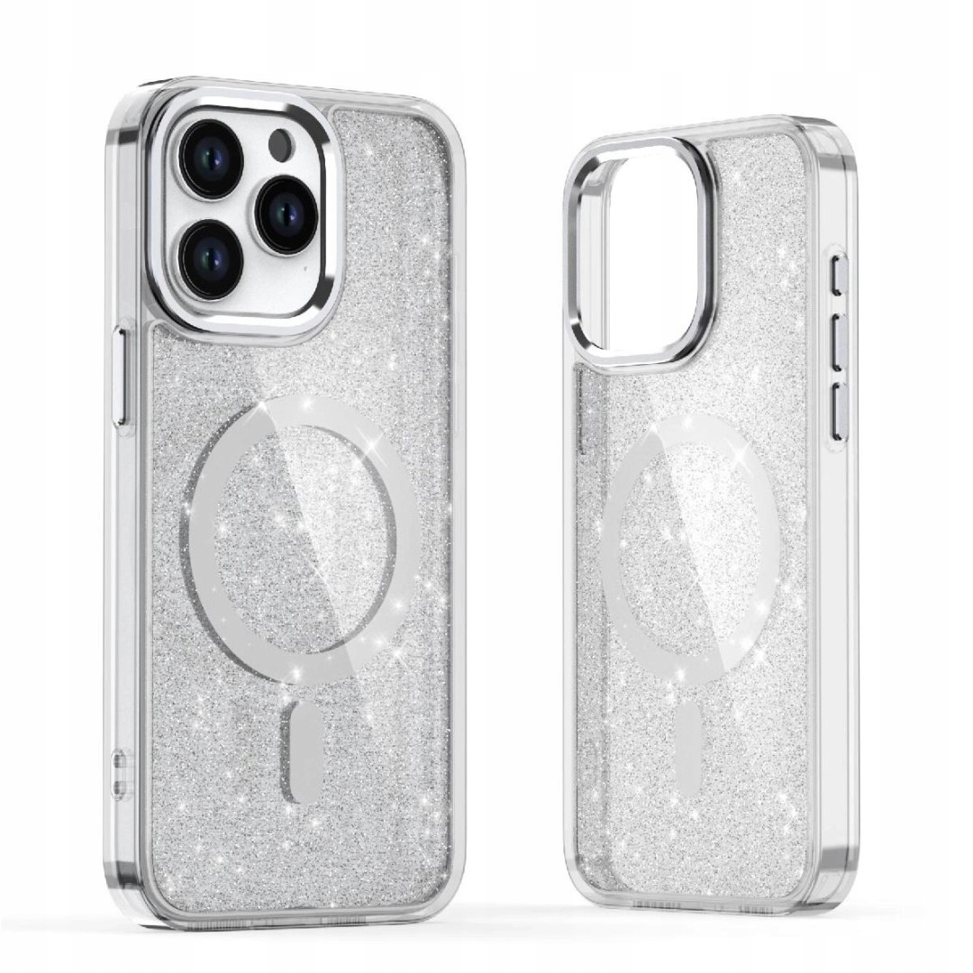 Etui brokatowe Glitter Case z MagSafe na Samsung Galaxy S25 Edge białe